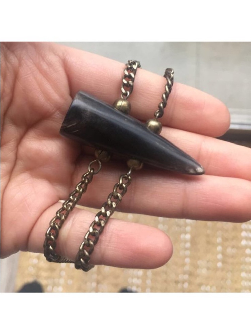 NEW Boho Vintage Upcycled Horn Shark Tooth Bracelet Bronze Chain Animal Hunter